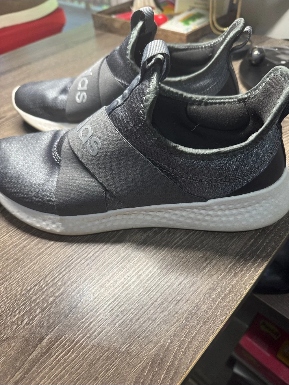 adidas Slip-On Athletic Sneakers in Black and White